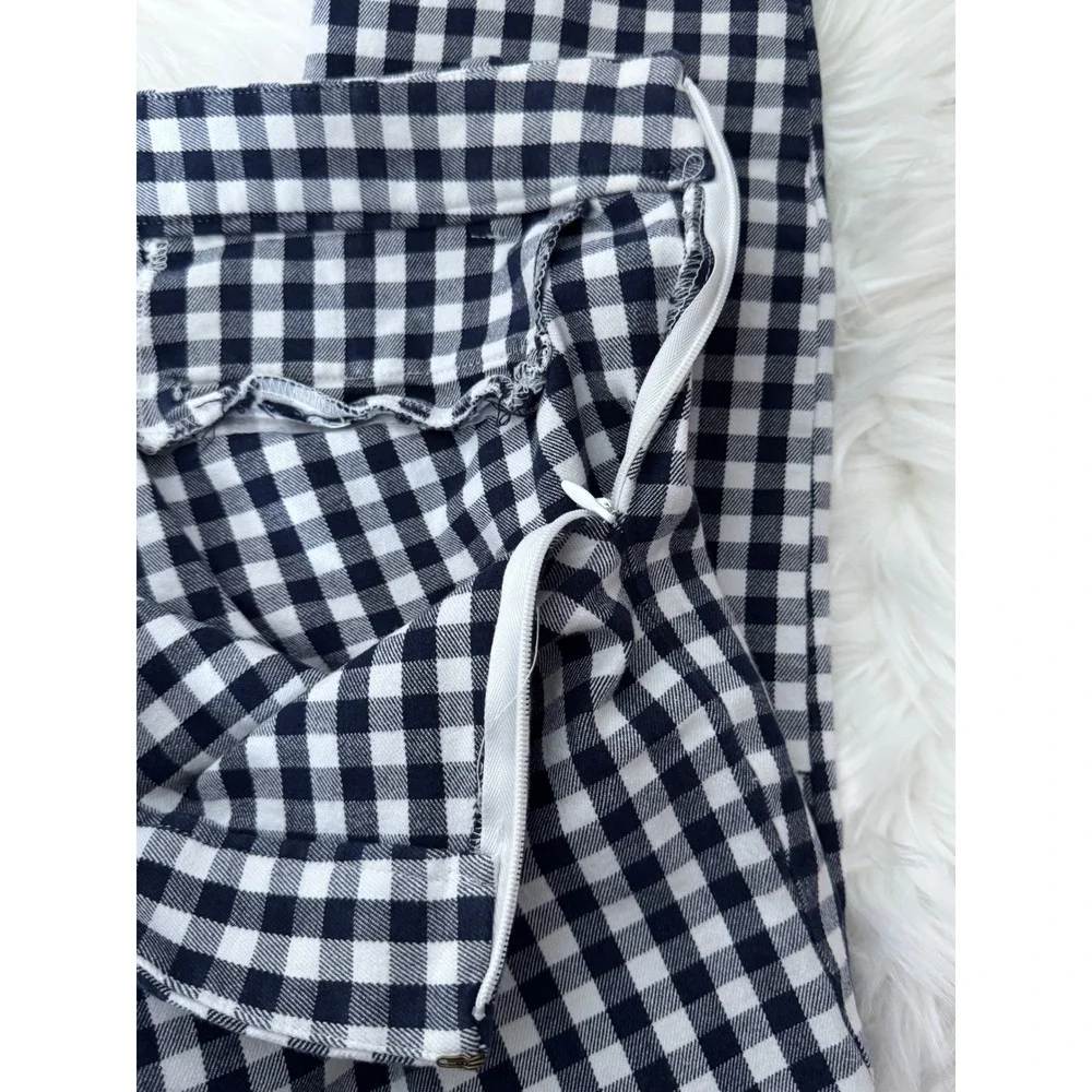 J. Crew Winnie‎ Pant Navy White Gingham Check Ankle Length Size 8
